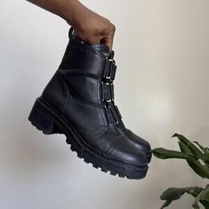 DKNY Barrett black Combat Boots – Lug Sole Utility Platform women’s size 10